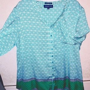 Womens Jones New York Long Sleeve Print Blouse XL